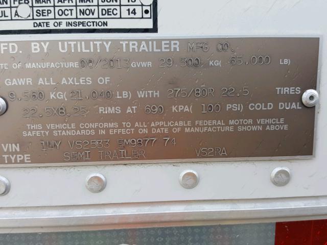 1UYVS2533EM987774 - 2014 UTILITY TRAILER WHITE photo 10