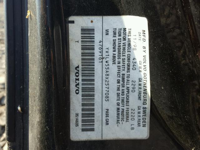 YV1LW55A8X2577085 - 1999 VOLVO V70 BLACK photo 10