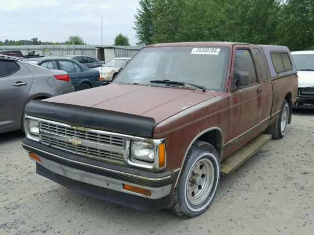 1GCCS19Z0M0159881 - 1991 CHEVROLET S TRUCK S1 MAROON photo 2