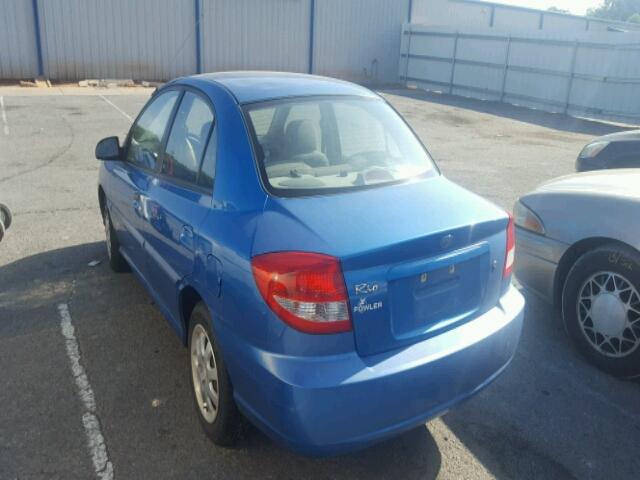 KNADC125136238915 - 2003 KIA RIO BLUE photo 3