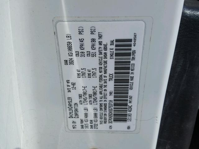 3D7KA26D03G753710 - 2003 DODGE RAM 2500 S WHITE photo 10