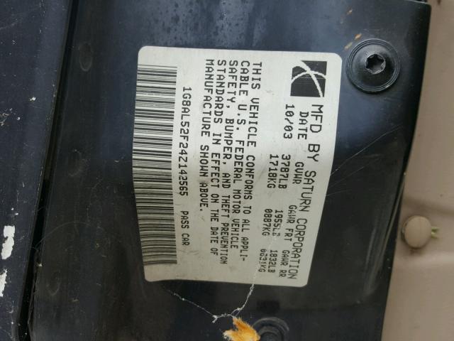 1G8AL52F24Z142565 - 2004 SATURN ION LEVEL BLACK photo 10