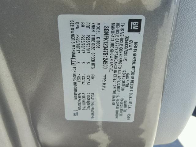 3GNFK12347G124500 - 2007 CHEVROLET AVALANCHE CHARCOAL photo 10