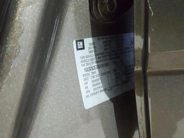 1GCGSCE32G1251961 - 2016 CHEVROLET COLORADO L BROWN photo 10