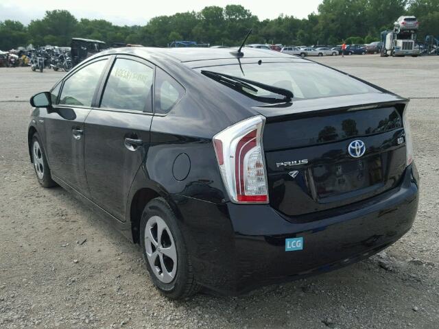 JTDKN3DU3D5659434 - 2013 TOYOTA PRIUS BLACK photo 3