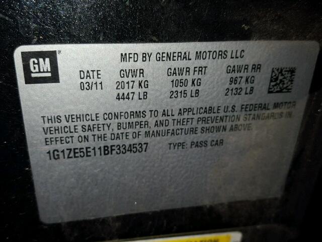 1G1ZE5E11BF334537 - 2011 CHEVROLET MALIBU LTZ BLACK photo 10