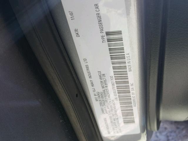 4S3BL676186217630 - 2008 SUBARU LEGACY GT SILVER photo 10