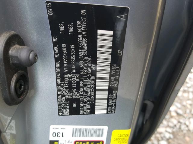 5TDXK3DCXFS630130 - 2015 TOYOTA SIENNA SPO SILVER photo 10