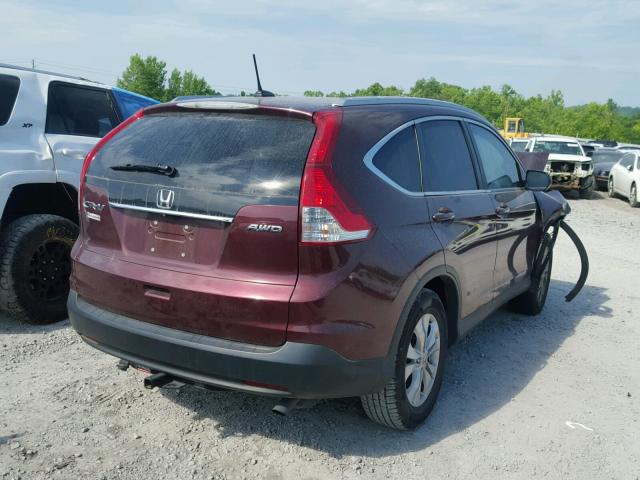 5J6RM4H7XEL015996 - 2014 HONDA CR-V EXL BURGUNDY photo 4