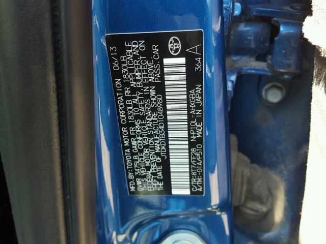 JTDKDTB34D1048980 - 2013 TOYOTA PRIUS C BLUE photo 10