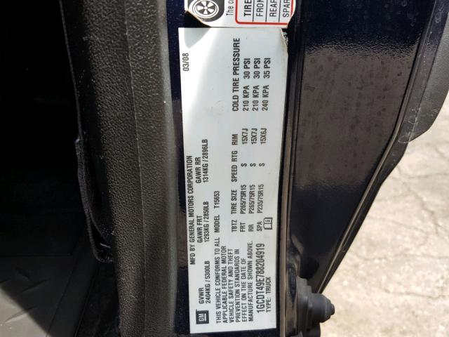 1GCDT49E788204919 - 2008 CHEVROLET COLORADO L BLUE photo 10