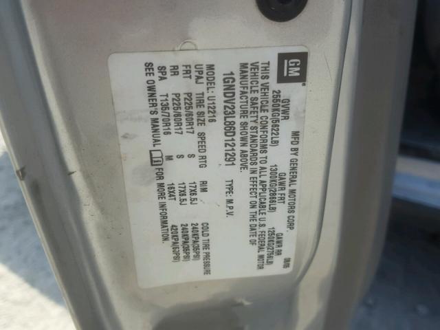 1GNDV23L86D121291 - 2006 CHEVROLET UPLANDER L 棕色 照片 10