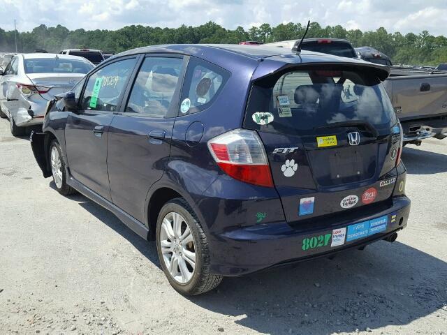 JHMGE874X9S075635 - 2009 HONDA FIT SPORT BLUE photo 3