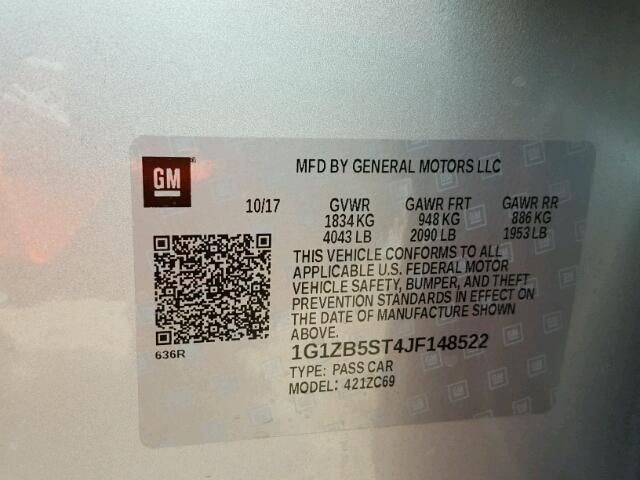 1G1ZB5ST4JF148522 - 2018 CHEVROLET MALIBU LS 银色 照片 10