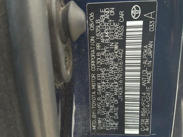 JTKDE167970167442 - 2007 TOYOTA SCION TC 蓝色 照片 10