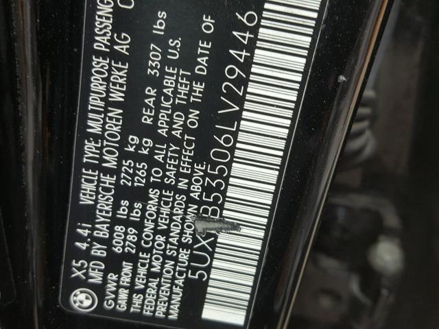 5UXFB53506LV29446 - 2006 BMW X5 4.4I BLACK photo 10