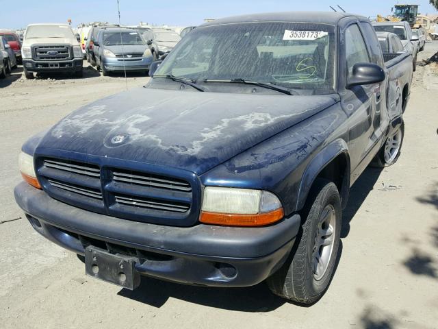 1B7GL32X22S538742 - 2002 DODGE DAKOTA SPO BLUE photo 2