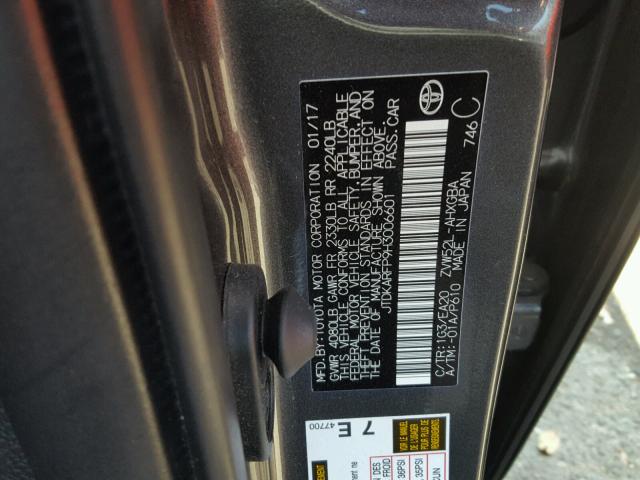 JTDKARFP9H3006601 - 2017 TOYOTA PRIUS PRIM 石墨色 照片 10