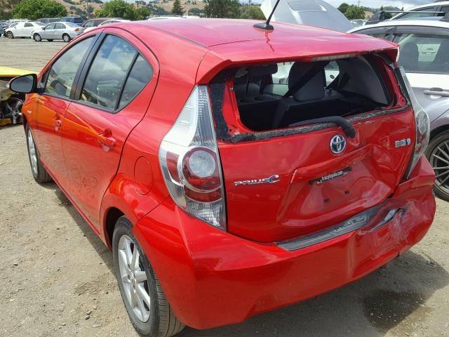 JTDKDTB3XE1064067 - 2014 TOYOTA PRIUS C RED photo 3