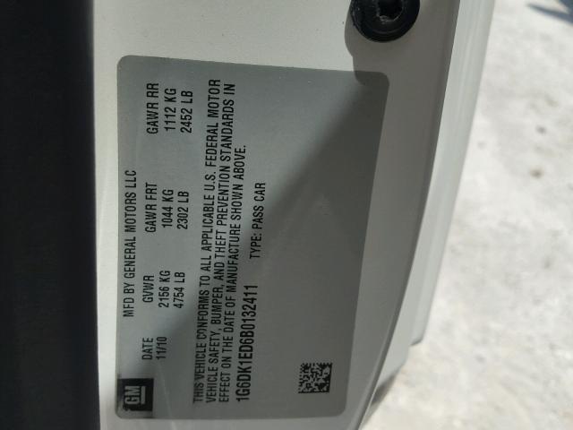 1G6DK1ED6B0132411 - 2011 CADILLAC CTS PERFOR Beyaz fotoğraf 10