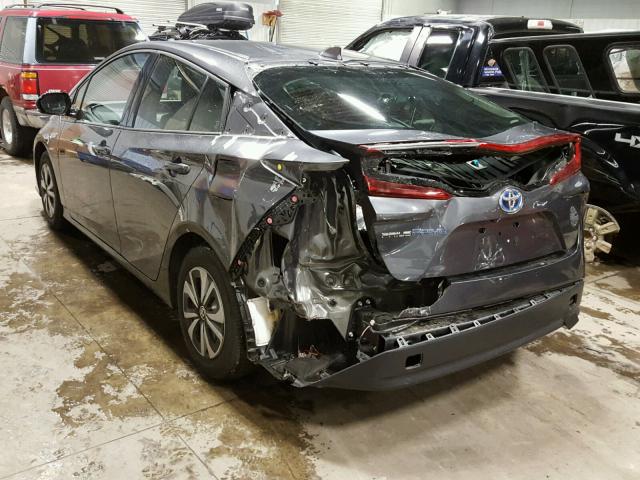 JTDKARFP4J3074732 - 2018 TOYOTA PRIUS PRIM ნაცრისფერი ფოტო 3