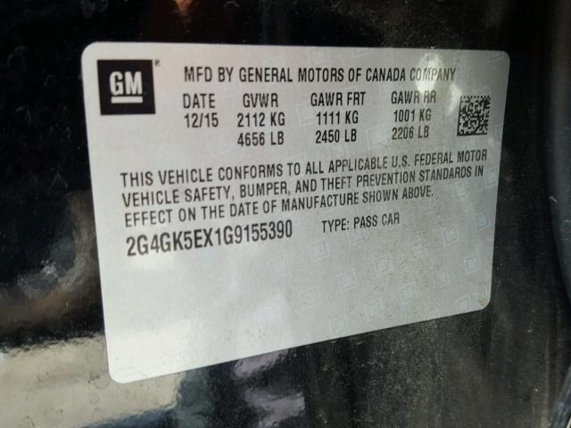 2G4GK5EX1G9155390 - 2016 BUICK REGAL 黑色 照片 10