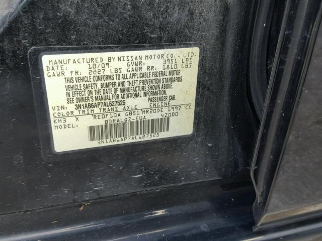 3N1AB6AP7AL627525 - 2010 NISSAN SENTRA 2.0 BLACK photo 10