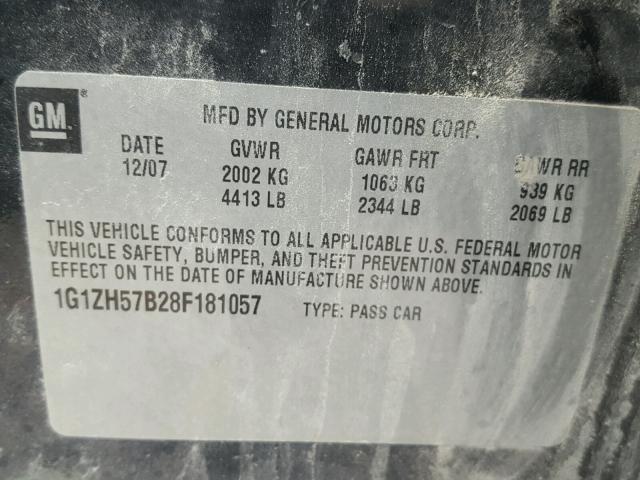 1G1ZH57B28F181057 - 2008 CHEVROLET MALIBU 1LT 黑色 照片 10