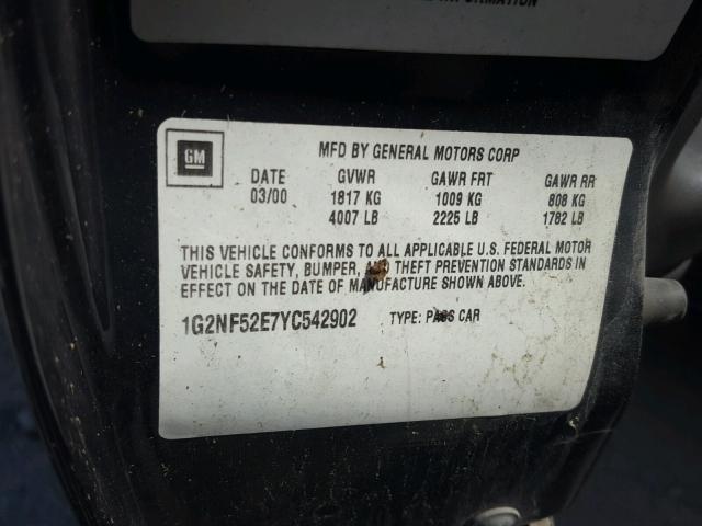 1G2NF52E7YC542902 - 2000 PONTIAC GRAND AM S ლურჯი ფოტო 10