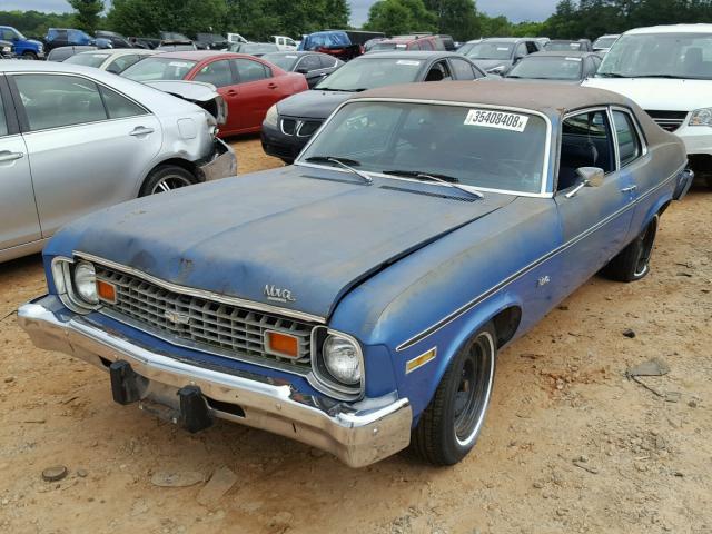 1X27D4L158390 - 1974 CHEVROLET NOVA BLUE photo 2