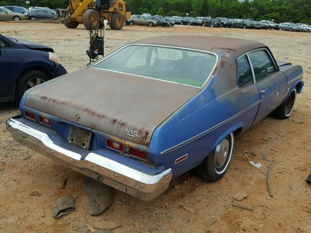 1X27D4L158390 - 1974 CHEVROLET NOVA BLUE photo 4