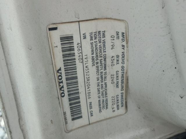 YV1LW5523R2041866 - 1994 VOLVO 850 Ақ фото 10