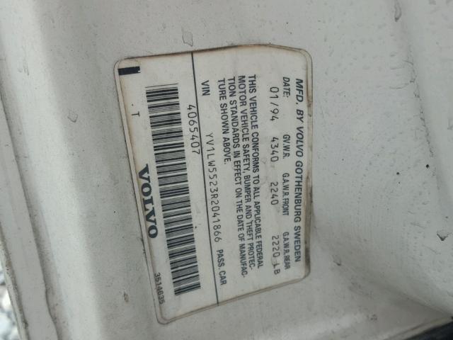 YV1LW5523R2041866 - 1994 VOLVO 850 WHITE photo 10