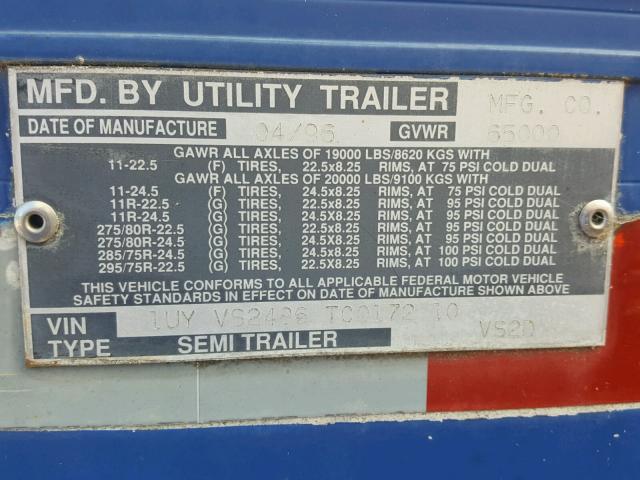 1UYVS2496TC017210 - 1996 SEMI TRAILER BLUE photo 10