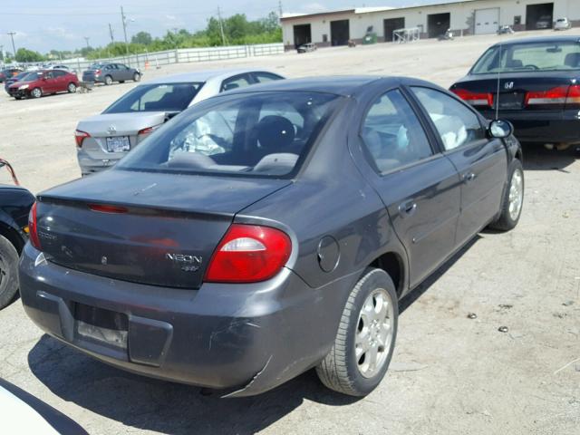 1B3ES56C54D537204 - 2004 DODGE NEON SXT CHARCOAL photo 4