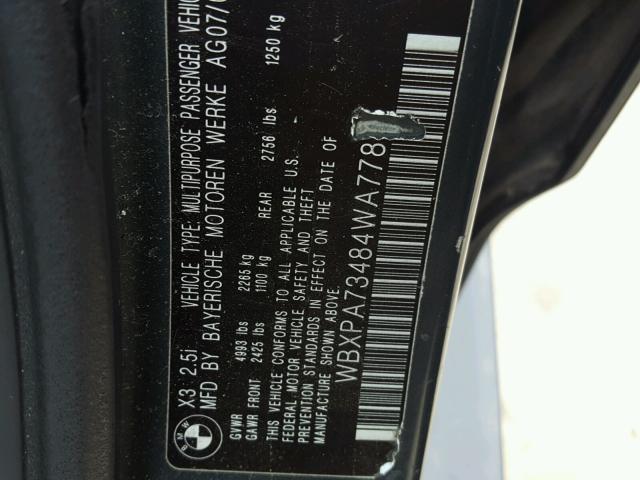 WBXPA73484WA77887 - 2004 BMW X3 2.5I GREEN photo 10