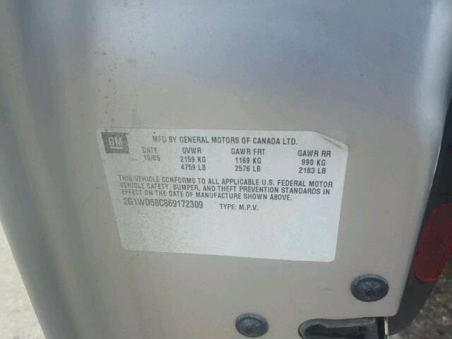 2G1WD58C869172309 - 2006 CHEVROLET IMPALA SUP 银色 照片 10