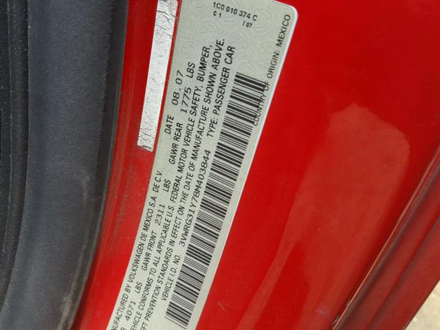 3VWRG31Y78M403844 - 2008 VOLKSWAGEN NEW BEETLE 红色 照片 10