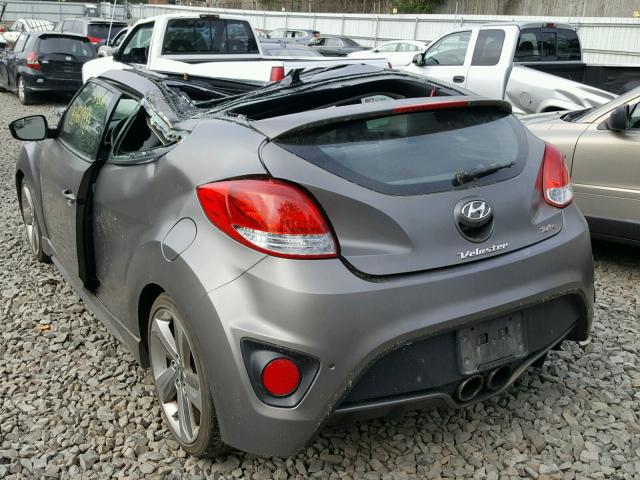 KMHTC6AE0EU198351 - 2014 HYUNDAI VELOSTER T GRAY photo 3