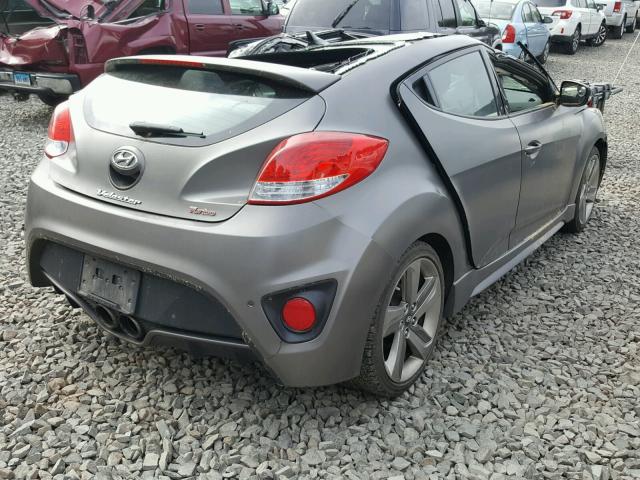 KMHTC6AE0EU198351 - 2014 HYUNDAI VELOSTER T GRAY photo 4