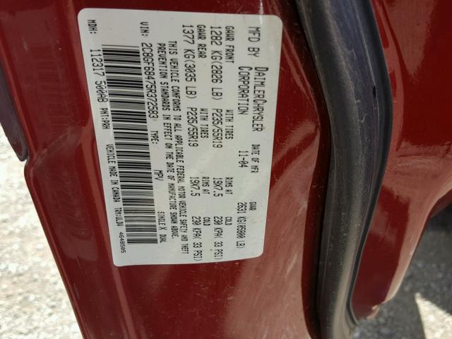 2C8GF68475R372583 - 2005 CHRYSLER PACIFICA T RED photo 10