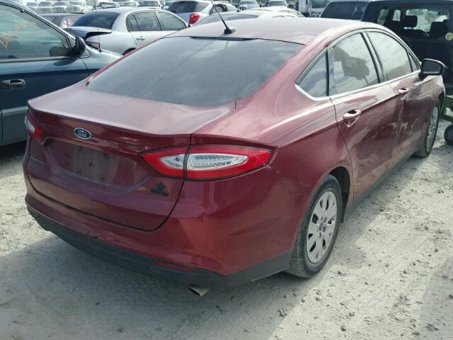 3FA6P0G70ER193112 - 2014 FORD FUSION S RED photo 4