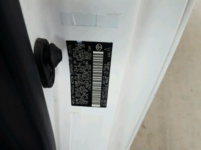 JTKDE167270147484 - 2007 TOYOTA SCION TC 白色 照片 10