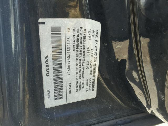 YV1LS5370W1498954 - 1998 VOLVO S70 T5 TUR BLACK photo 10