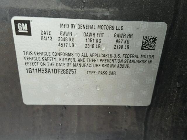 1G11H5SA1DF286257 - 2013 CHEVROLET MALIBU LTZ 灰色 照片 10