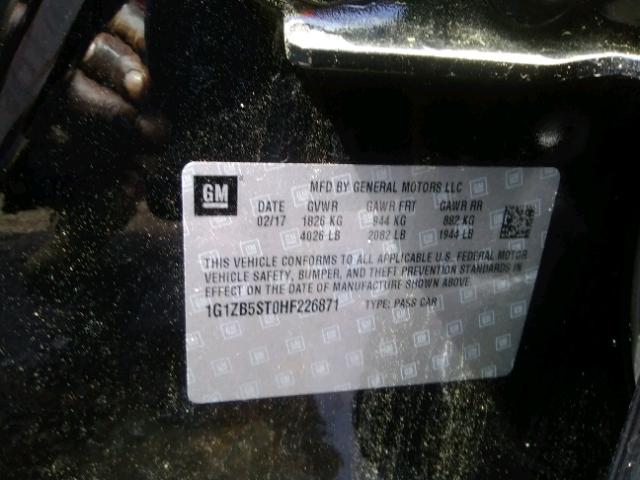 1G1ZB5ST0HF226871 - 2017 CHEVROLET MALIBU LS შავი ფოტო 10