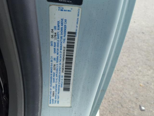 3VWCM31Y45M300312 - 2005 VOLKSWAGEN NEW BEETLE 蓝色 照片 10