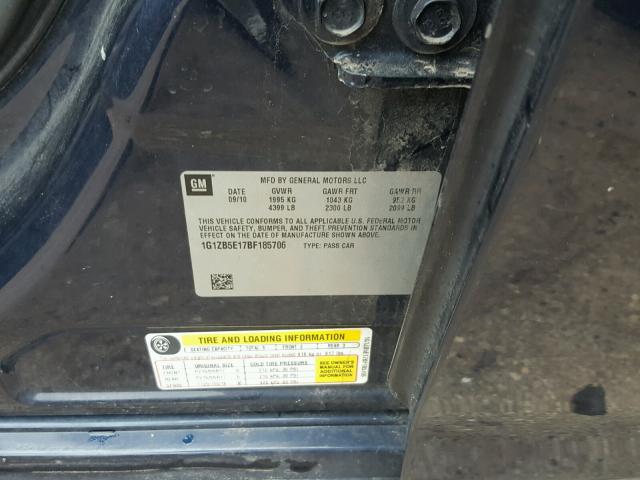 1G1ZB5E17BF185706 - 2011 CHEVROLET MALIBU LS BLUE photo 10