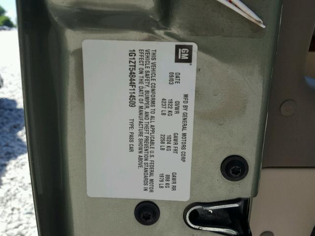 1G1ZT54844F114509 - 2004 CHEVROLET MALIBU LS 绿色 照片 10