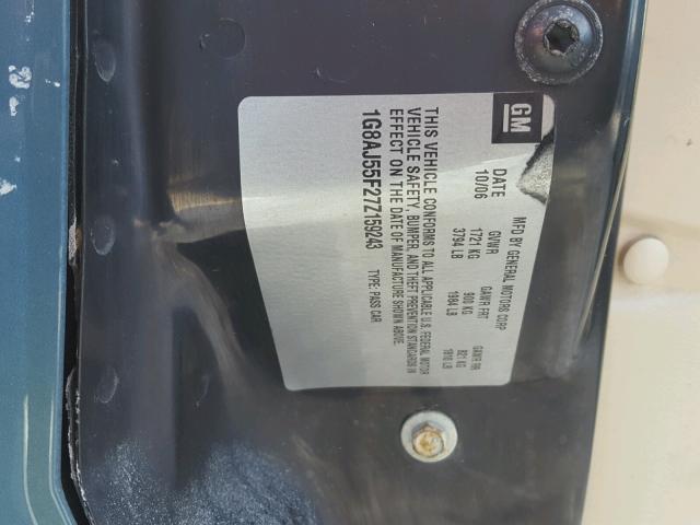 1G8AJ55F27Z159243 - 2007 SATURN ION LEVEL GREEN photo 10